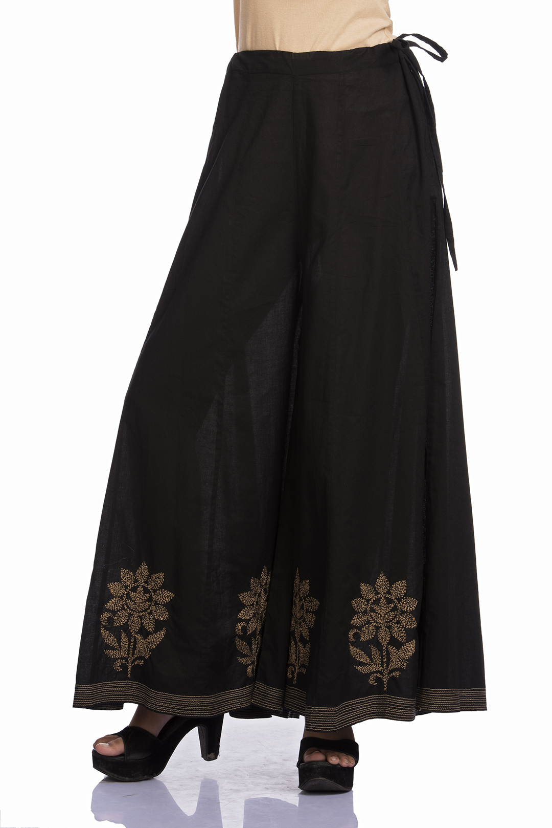 Women's Lucknowi Handcrafted Cotton Chikankari Palazzo - HONC0281496