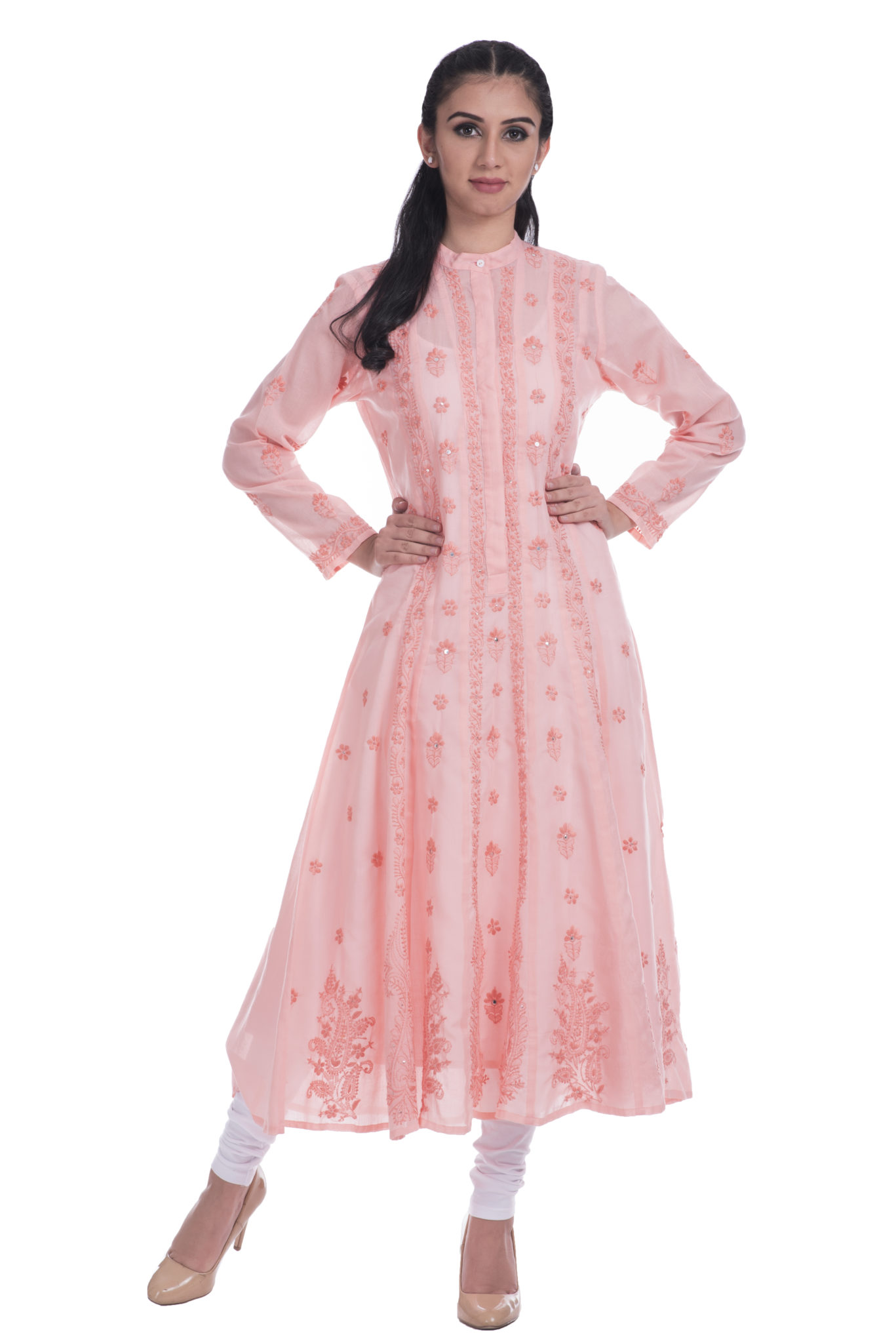 Heavy embroidered kalidaar chikankari kurta | EnBFashion