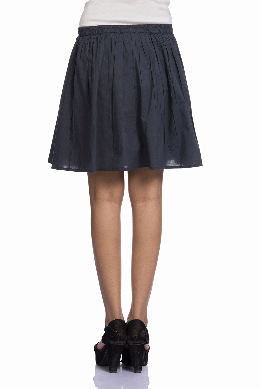 Navy Blue short skirt with white thread embroidery. | Ethnic and Beyond