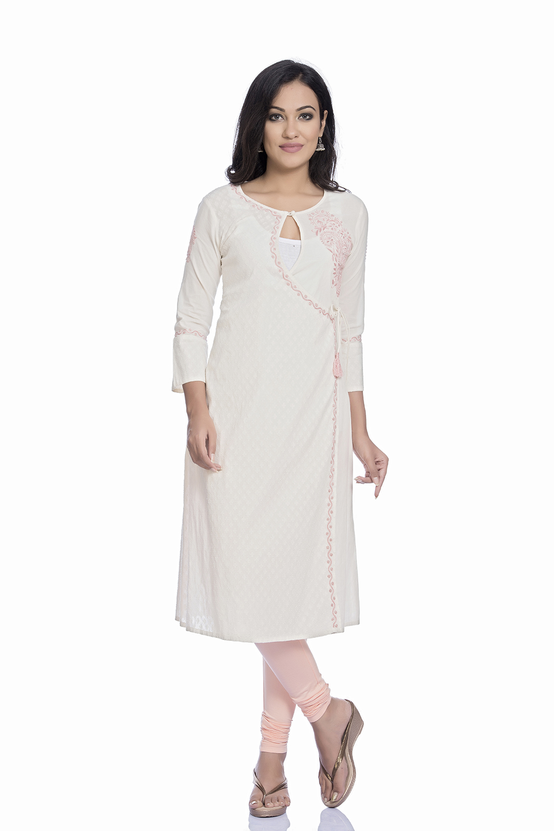 Kurtis- straight lucknowi chikan kurti with pink thread chikankari ...