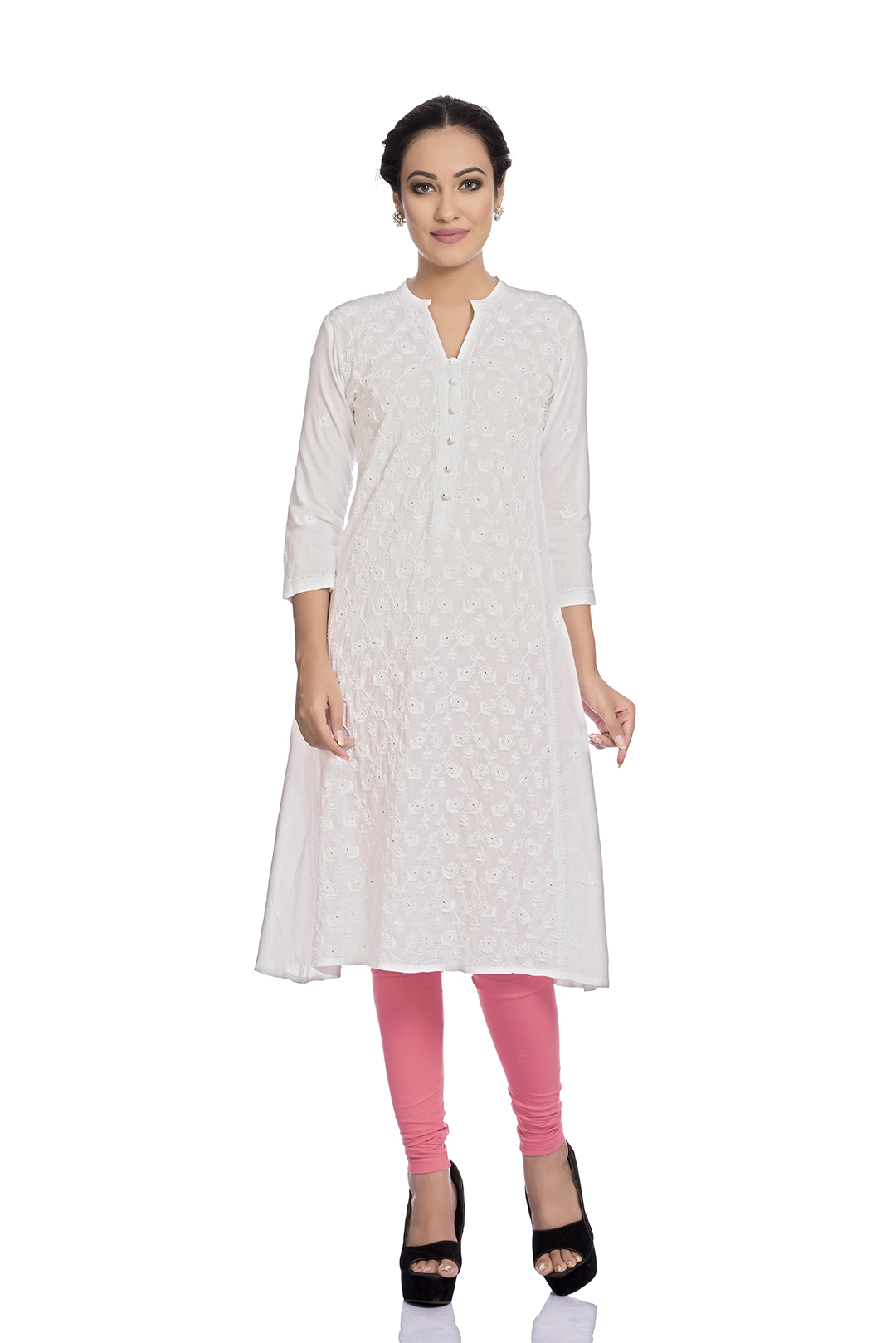 White And Pink Lucknow Chikan Latest Chiffon Kurti at Best Price in Lucknow  | Lucknow Chikan Art