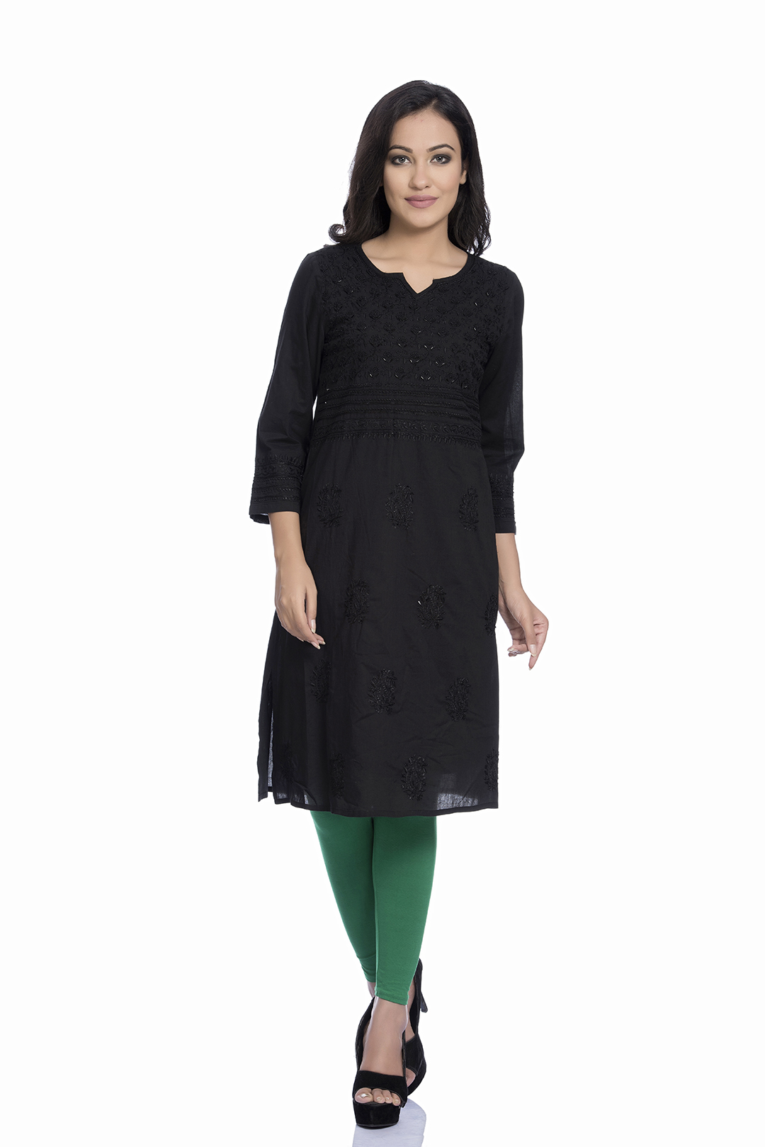 Buy Ada Hand Embroidered Black Cotton Lucknowi Chikankari Straight Kurti  A100390 Online at Best Prices in India - JioMart.