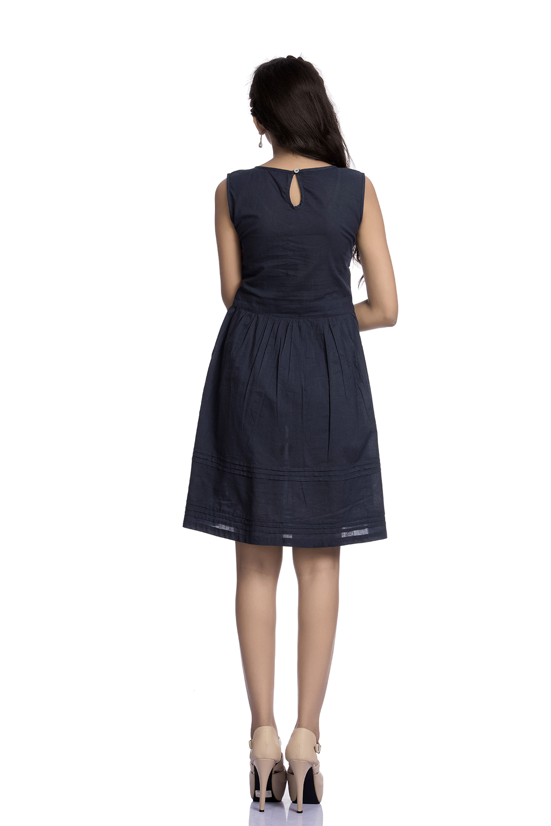 Navy blue mini dress with Lucknowi Chikan Embroidery | EnBFashion
