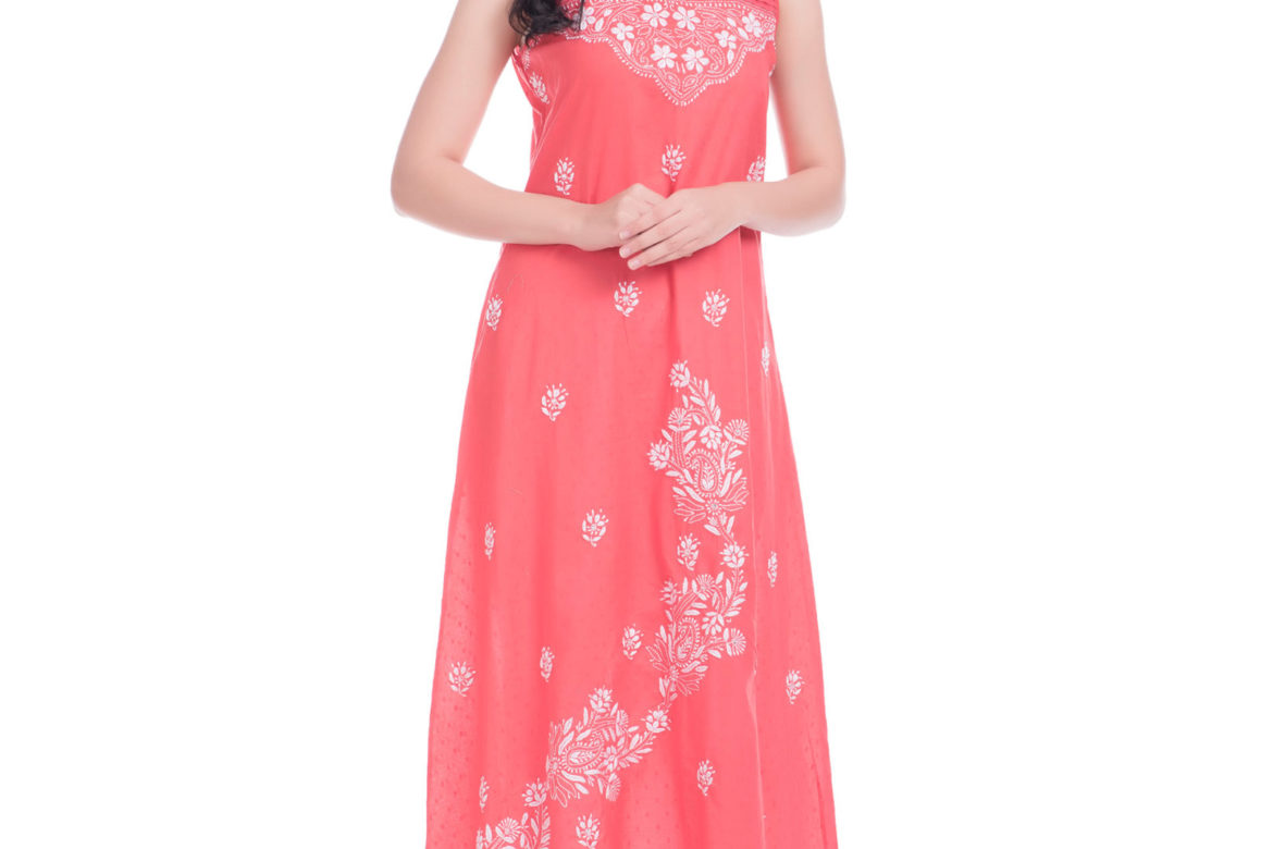 Sleeveless Chikankari Kurta with Embroidered Yoke ethnic and beyond