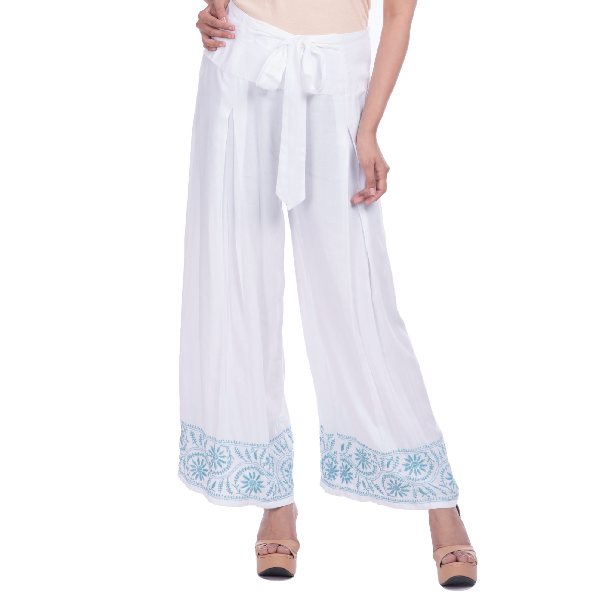 fcity.in - Sri Club Chikan Palazzo Pants For Ladies And Trousers For Women  Of