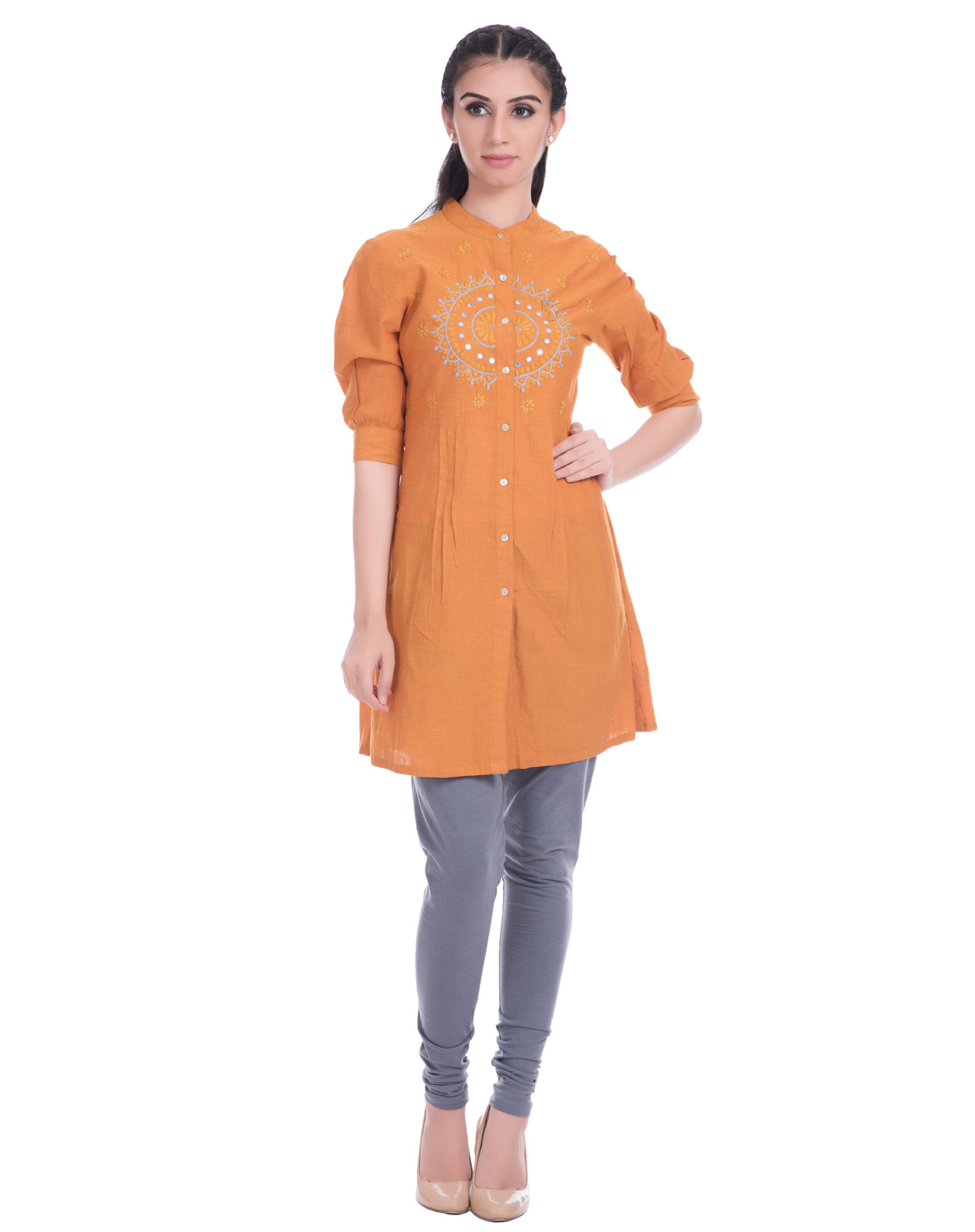 Stand Collar Kurti with Placket Pattern | Cuff Sleeve - YouTube