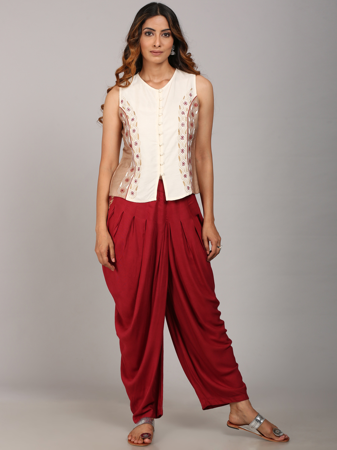 Buy Studio Rasa Off White Printed Cotton Dhoti Pants for Women Online @  Tata CLiQ