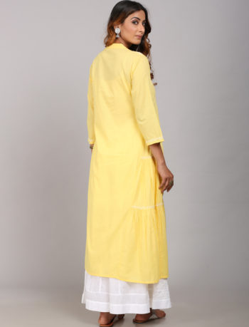 Panelled long dress kurta back view