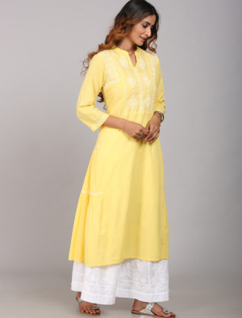 Panelled long dress kurta side view