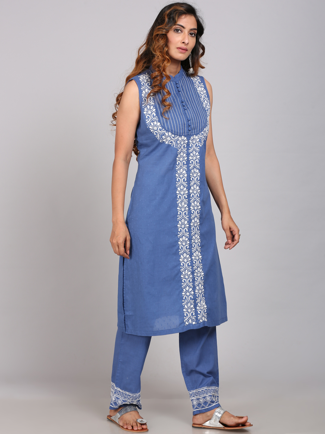 Maroon Ajrakh Sleeveless Kurta With Ikat Neckline | Cotton kurti designs,  Kurti designs, Ladies tops fashion
