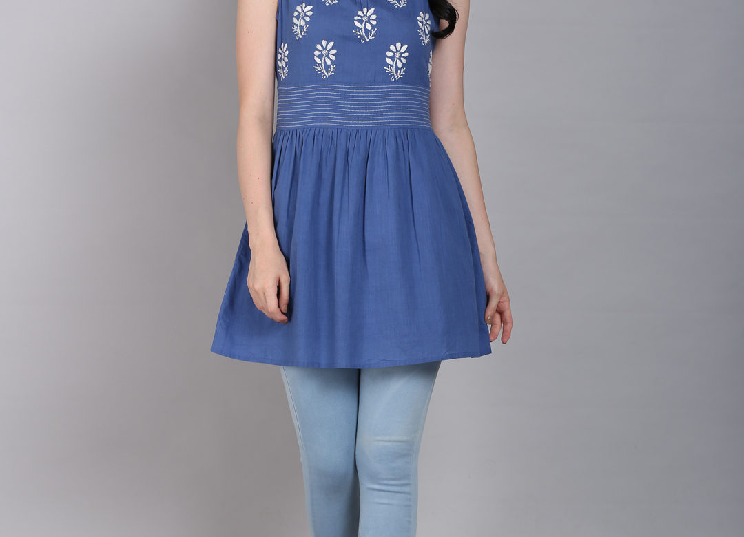 Blue Chikankari tunic