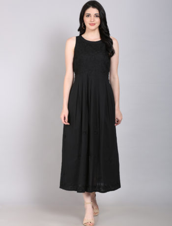 Black tonal sleeveless dress