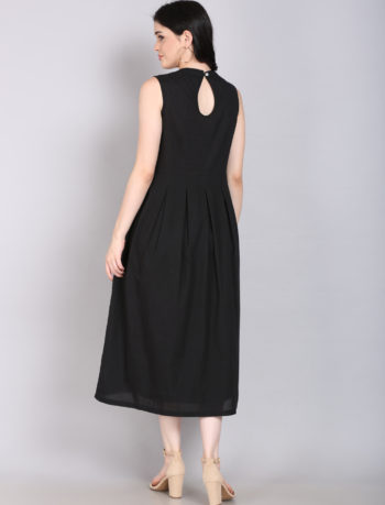 Black and beige chikankari sleeveless dress 3