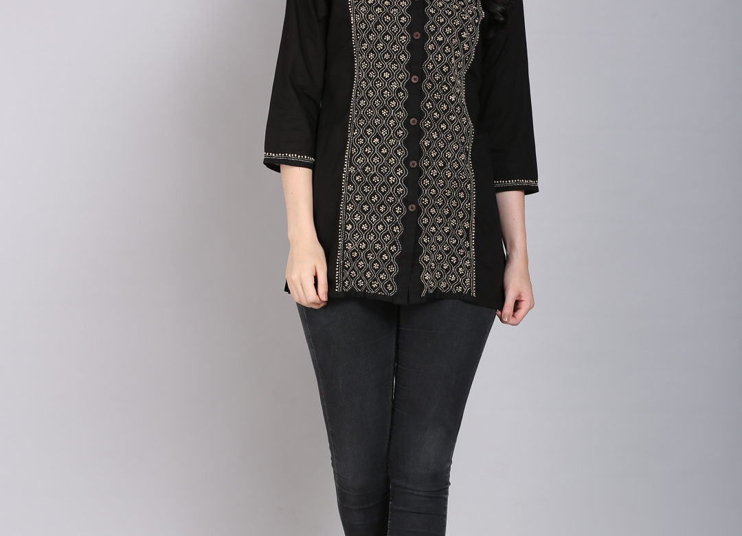 Black Chikankari top