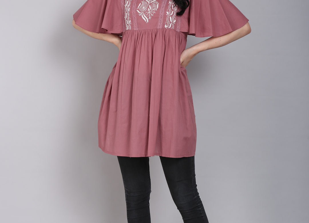 Mauve Chikankari tunic