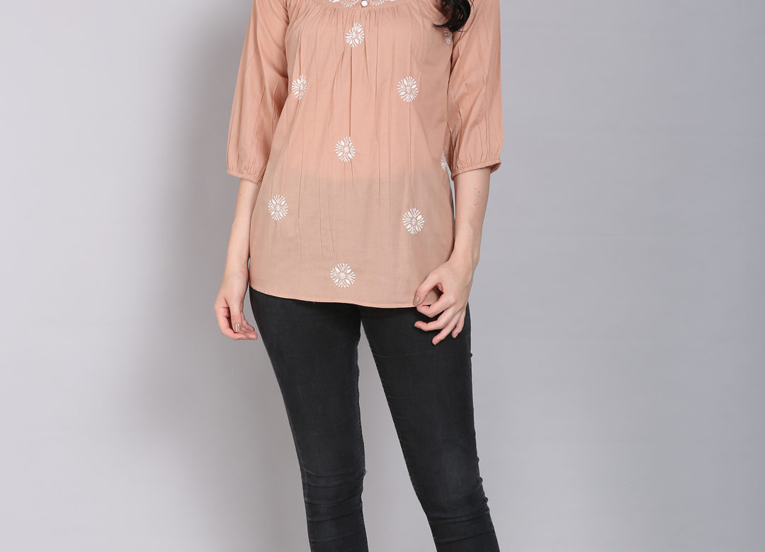 Straw Chikankari tunic