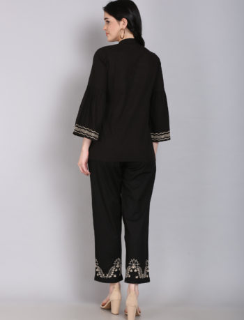 Chikankari shirt with bell sleeves and conceal placket 3