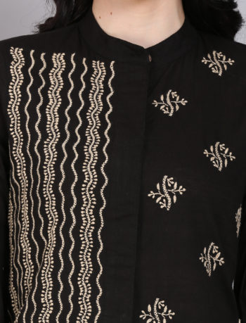 Chikankari shirt with bell sleeves and conceal placket 4